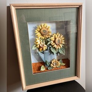 Vintage 3d framed Sunflower Ladybug Wall Art